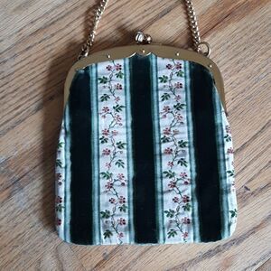 Vintage Bienen-davis velvet and tapestry handbag.